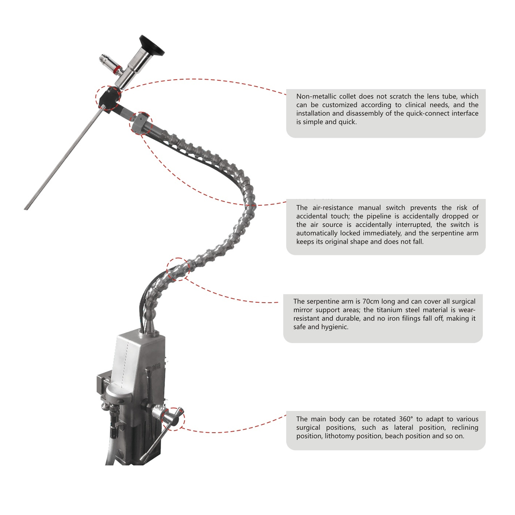 Asistent endoscopic braț pneumatic